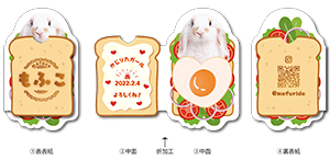 サンドイッチデザインの2つ折り型抜きペット名刺