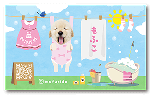 お洗濯デザインの犬のペット名刺
