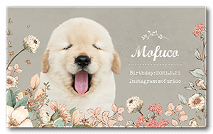 クラシカルなボタニカルデザインの犬の長方形ペット名刺